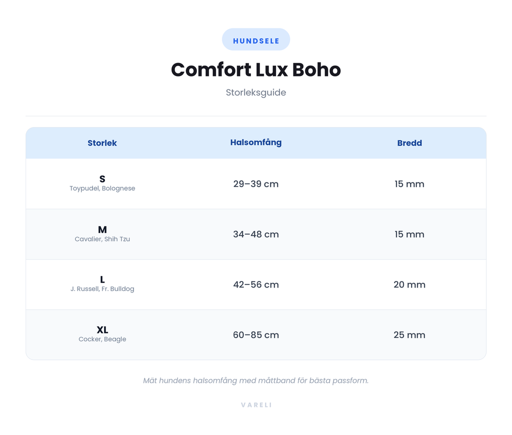 Storleksguide - Comfort Lux Boho