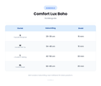 Storleksguide - Comfort Lux Boho