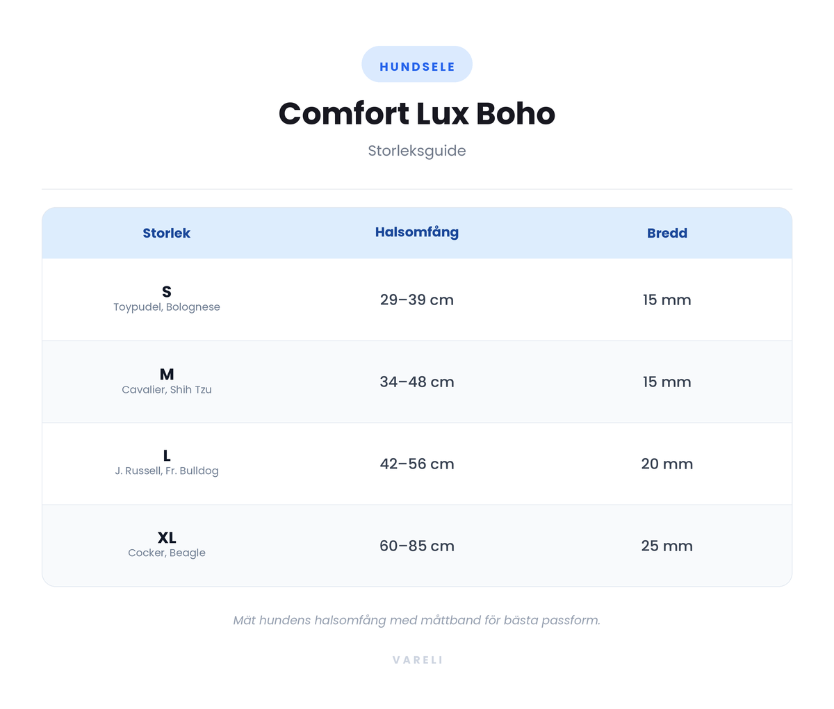 Storleksguide - Comfort Lux Boho