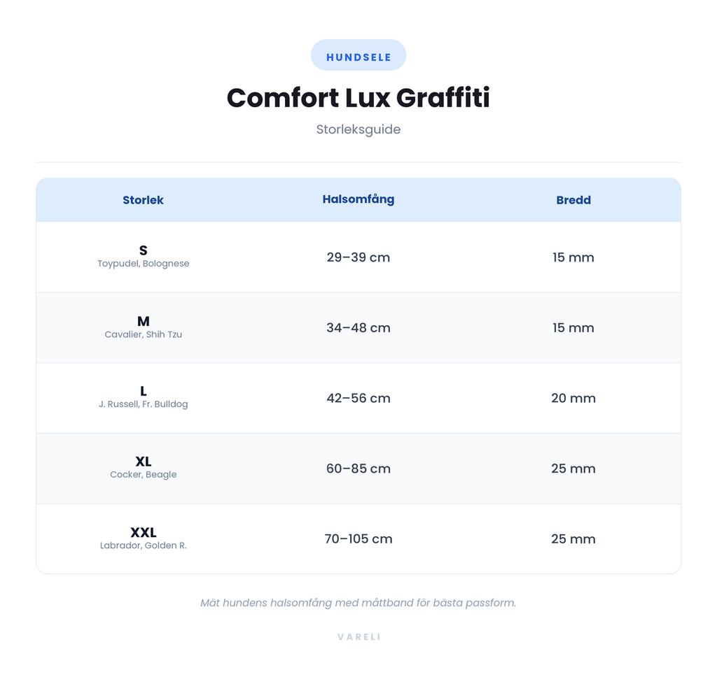 Storleksguide - Comfort Lux Graffiti