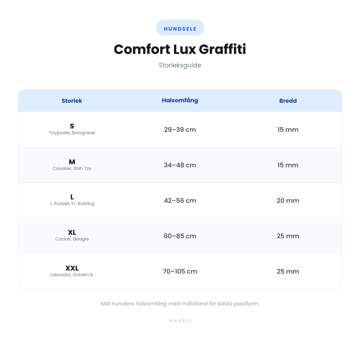 Storleksguide - Comfort Lux Graffiti