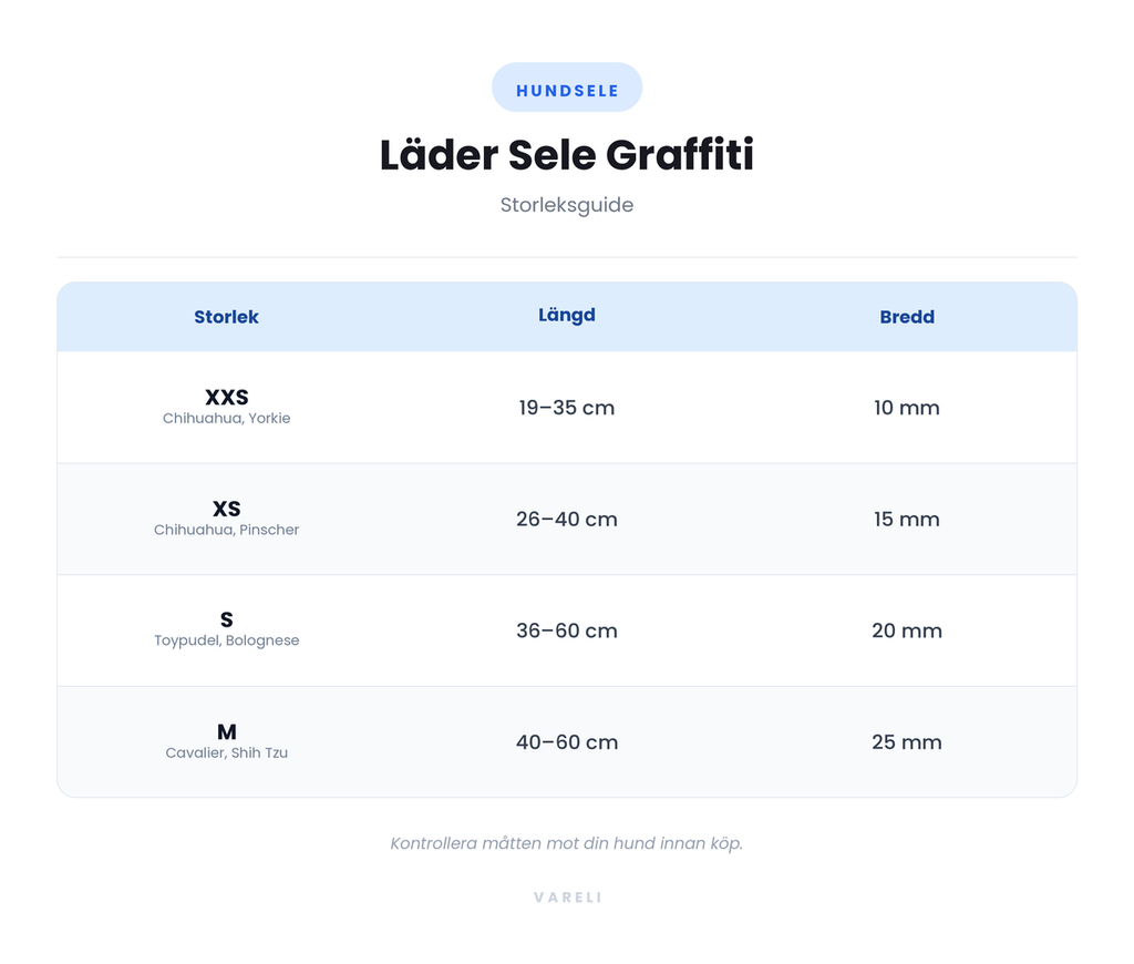 Storleksguide - Läder Sele Graffiti