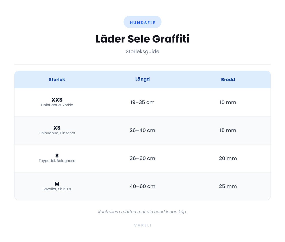 Storleksguide - Läder Sele Graffiti